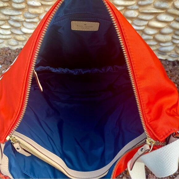 Kate Spade New York Collins Avenue Striped Serena Baby Diaper Bag Orange/Cream - Picture 6 of 9